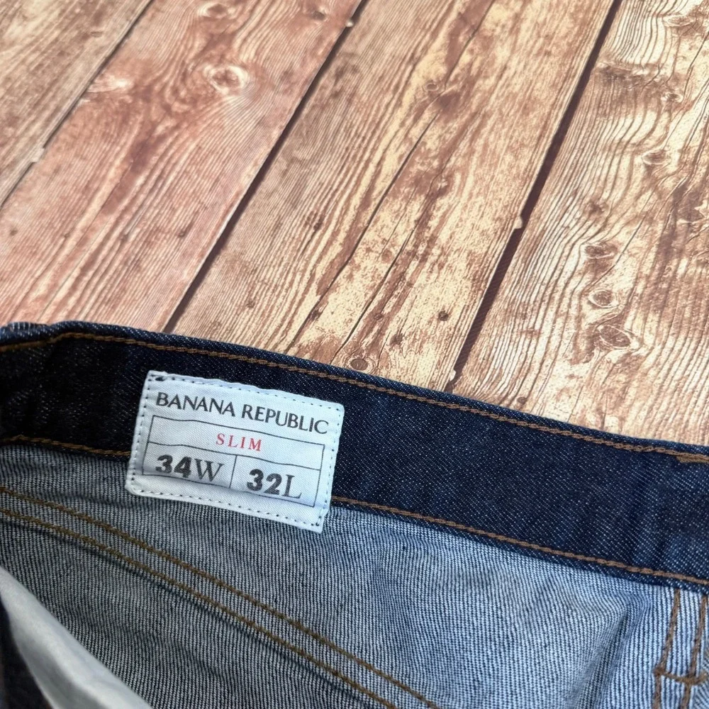 Banana Republic Slim Jeans Mens 34W 32L Dark Indigo Blue Stretch Denim